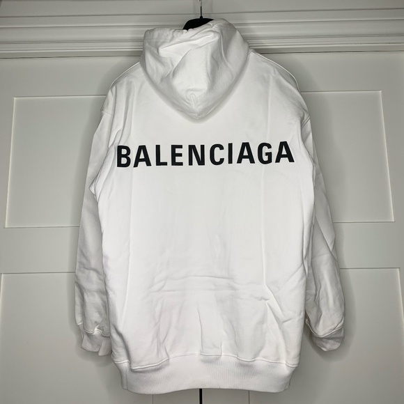 Balenciaga Tops - Balenciaga Archetype Back Logo White Pullover Hoodie